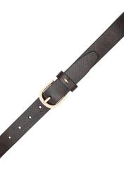 Brown leather women's belt PASDS-0333-90(Z25), view of the clasp on a white background.