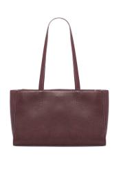 Burgundy leather women's laptop bag TORES-1343-4D(Z26), product view from the back on a white background.