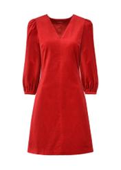 Red trapeze dress with puff sleeves SUKDT-0212-42(Z24)