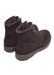 Dark brown suede men's ankle boots BUTYM-0581-1I(Z26), back view of the product on a white background.