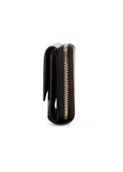Black small women's leather wallet PORES-0932A-99(Z25), side product view on white background.