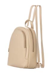Beige leather women's backpack TORES-1355-1B(Z26). Side view, diagonal, on a white background.