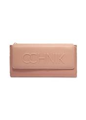 Large beige women's wallet with logo POREC-0343A-1B(Z26), front product views on a light background.