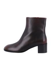 Dark brown leather women's ankle boots BUTYD-1359-1L(Z26), side view of the product on a white background.