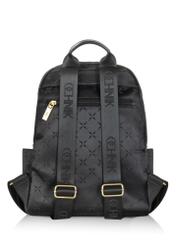 Black women's backpack with monogram TOREN-0255A-99(Z24)-04