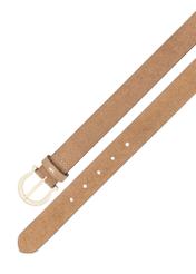 Beige women's leather belt PASDS-0274-1B(W26) - product view from above, on a white background.