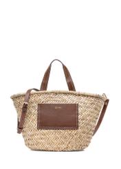 Straw women's basket handbag TOREC-0945A-25(W25), front product view on white background.