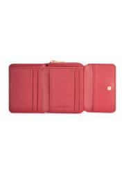 Small red leather women's wallet PORES-0990-4C(W26), product view from the inside on a white background.