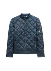 Men's navy blue quilted jacket KURMT-0327-7C(W26), front product view on white background.