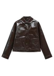 Brown women's leather short jacket KURDS-0593-1I(W26)