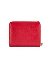 Small red leather women's wallet PORES-0802R-4B(W26), back product view on white background.