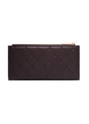 Large brown women's wallet with monogram POREC-0347A-1I(Z26), back view of the product on a white background.