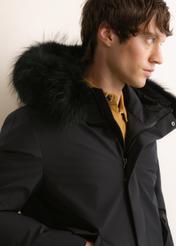 Men's black winter jacket KURMT-0446-99(Z26); close-up of the product on a model against a light background.