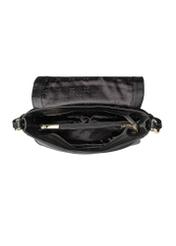 Women's black leather messenger bag TORES-1253-99(W26), product view inside on white background.