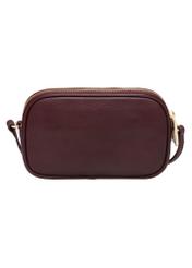 Small women's leather handbag in burgundy color TORES-1152-4D(Z26), product view from the back on a white background.