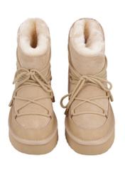 Women's cool beige snow boots BUTYD-1221-1K(Z26), front view on a white background.
