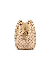 Leather gold braided women's handbag TORES 1291-2X(W26) - side view of the product, on a white background.