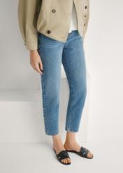 Women's black braided flip-flops BUTYD-0903C-99(W26), front view of the product on the model's feet.