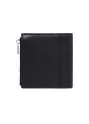 Black small leather men's wallet PORMS-0730-9I(Z26) - product view from the back, on a white background.