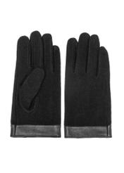 Men's black wool gloves REKMS-0084-99(Z25) - front product view on white background.