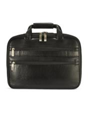 Black leather men's bag TORMS-0483-99(Z25), product view from the front on a white background.