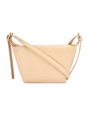 Beige small handbag made of natural leather TORES-1267-1B(W26), product view from the front on a white background.