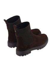 Women's brown suede Chelsea boots BUTYD-1194-1I(Z26), product view from the back on a white background.