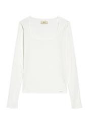 Women's white long sleeve blouse LSLDT-0051-12(Z25), front product view on white background.