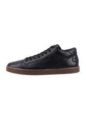 Men's black leather sneakers BUTYM-0405C-99(Z26) - side view of the product, on a white background.