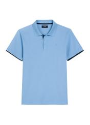 Blue cotton polo shirt POLMT-0045B-7B(W26), front product view on white background.
