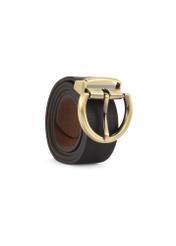 Reversible black and brown women's belt PASDS-0175B-89(Z25), product view rolled up on white background.