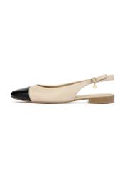 Beige leather ballet flats BUTYD-1052A-1B(W26), side view of the product on a white background.