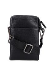 Black leather pouch PORMS-0722-99(Z26), front product view on white background.