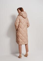 Beige quilted women's long jacket KURDT-0527-81(Z24) pic. 2