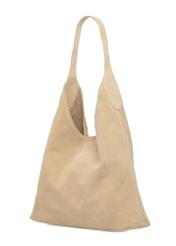 Cream-colored leather shopper bag TORES-1307-0B(W26) - diagonal product view, on a white background.