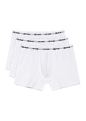 Three-pack of white men's boxer shorts ZESMB-0001A-0A(W26), front view of the product in a set on a white background.
