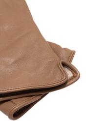 Long beige leather women's gloves REKDS-0082A-81(Z25), close-up of product detail, view on white background.