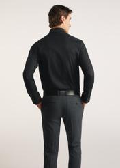 Black men's shirt KOSMT-0351-99(Z25) - product view from the back on the model on a white background. Half of the silhouette visible.