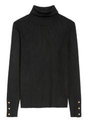Black women's turtleneck sweater SWEDT-0209-99(Z25), front product view on white background.