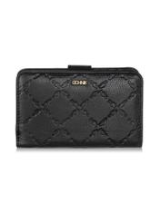 Black leather women's wallet with embossing PORES-0886-99(Z23)-01