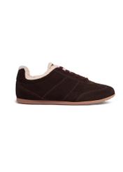 Women's dark brown suede sneakers BUTYD-1292-1I(Z26), side view of the product on a white background.