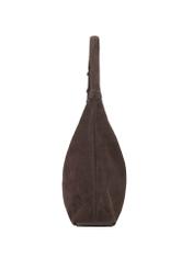 Brown suede handbag TORES-1404-1I(Z26) - side view of the product, on a white background.