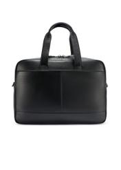 Black leather men's bag TORMS-0488R-9I(W26), product view from the back on a white background.