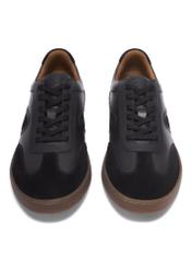 Black leather sports shoes BUTYM-0573-9J(Z26), front product view on white background.