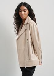 Beige leather oversize ramoneski KURDS-0459-0943(W24)-03