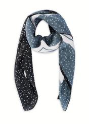 Black women's scarf with logo SZADT-0192-9P(W26), front product view on white background.