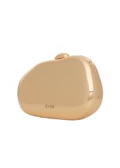 Gold oval small women's handbag TOREC-1211-2X(W26), diagonal product view on white background.