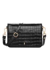 Black leather croco women's handbag TORES-1324-9G(Z26). Front view on a white background.