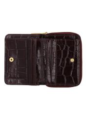 Burgundy women's croco wallet PORES-0888B-4D(Z26), product view inside on white background.