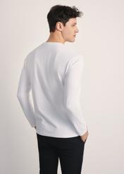 White men's long sleeve blouse LSLMT-0008-11(Z25), product view from the back on the model. Half of the silhouette visible.